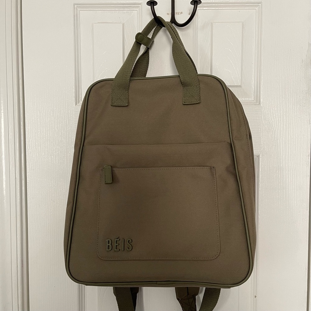 BEIS Olive Green Backpack with Front Pocket